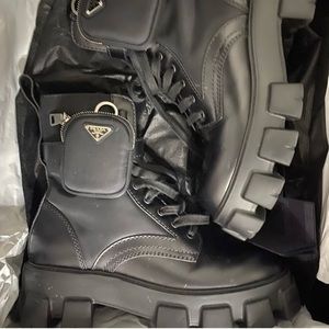 Yay! New Prada boots 🥾 in Black Nylon and Silver hardware size 7